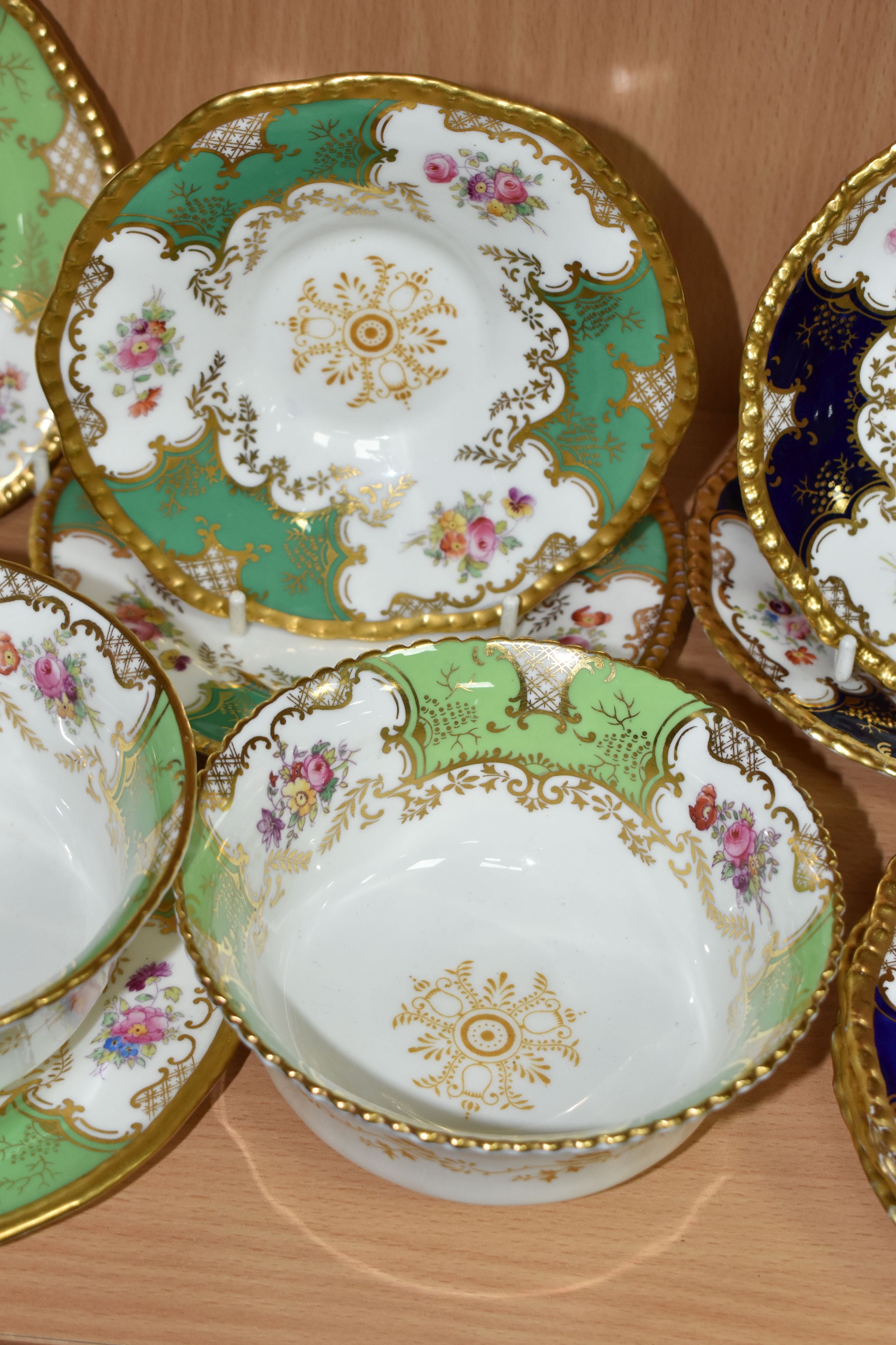 A GROUP OF COALPORT 'BATWING' TEA WARE, comprising in navy blue batwing pattern: a teacup (sounds - Image 3 of 9