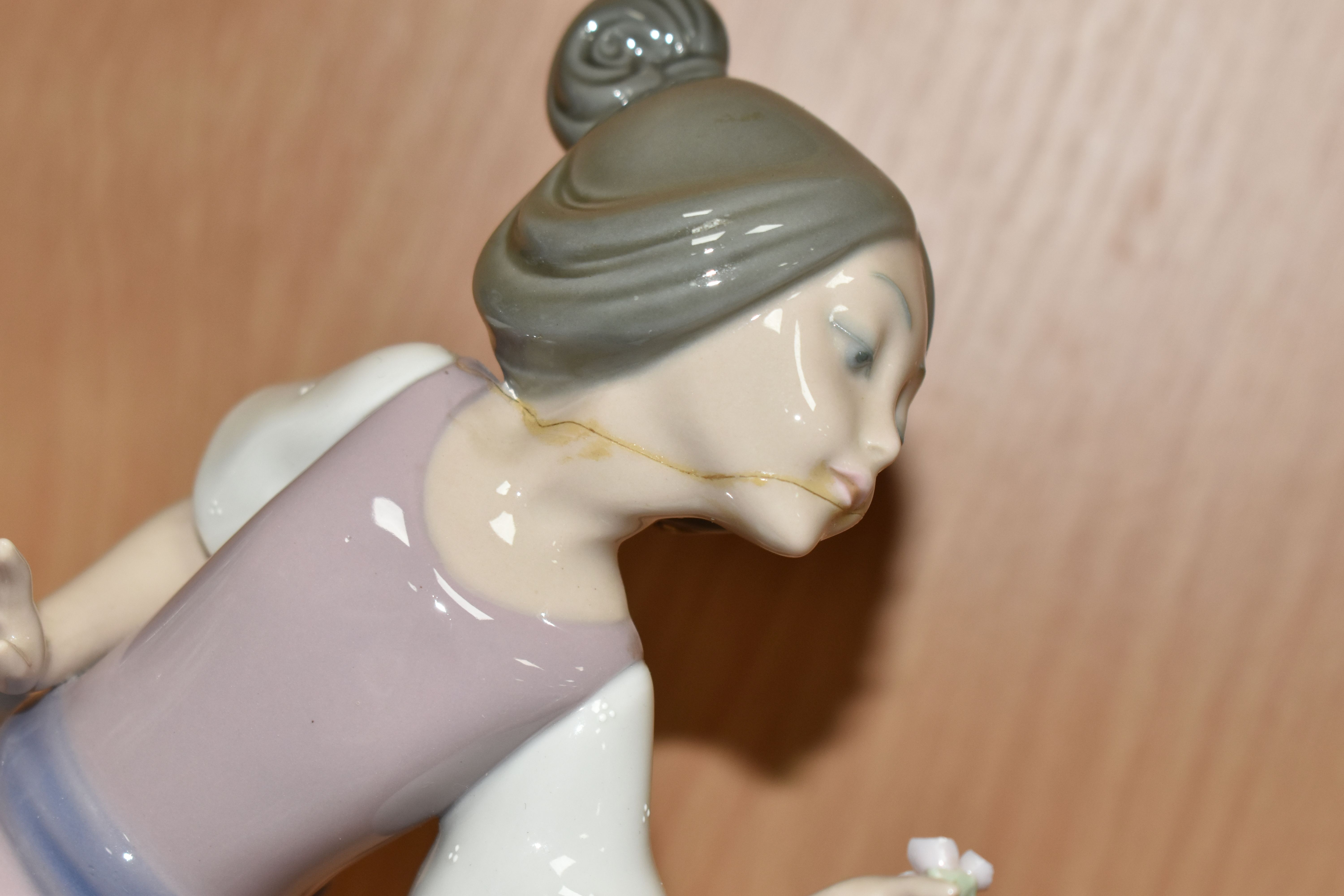 A GROUP OF SIX LLADRO AND NAO FIGURES, comprising 5120 'Girl In Pink Dress' (cracked and reglued - Image 3 of 8
