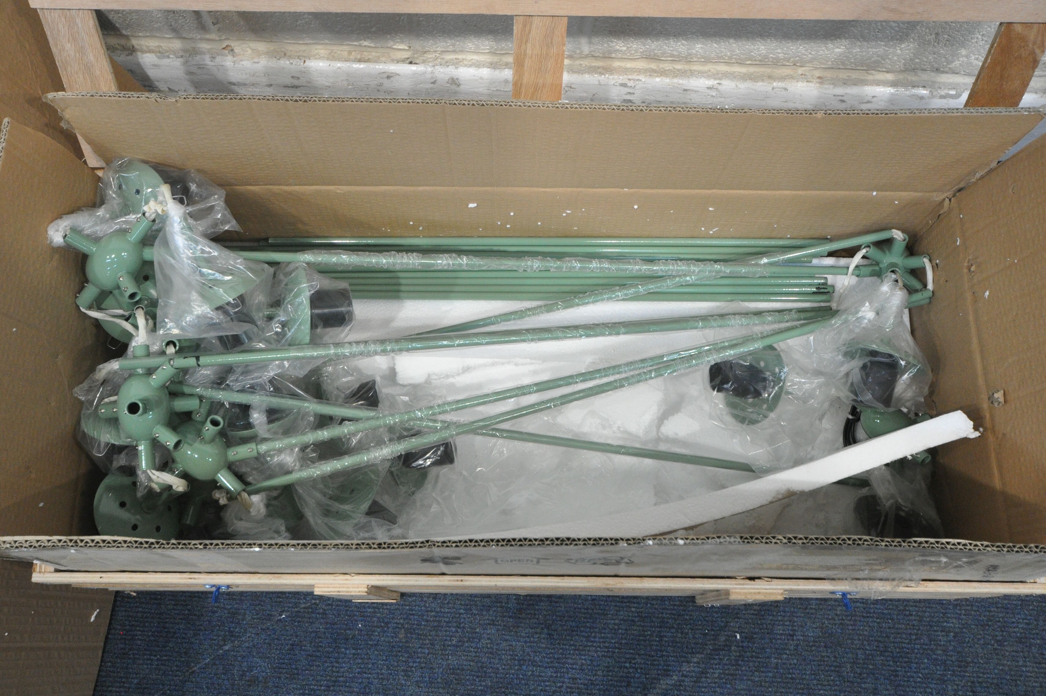 A CONTEMPORARY GREEN CHANDELIER, design unknown, a box containing 21 various coloured glass - Image 2 of 5