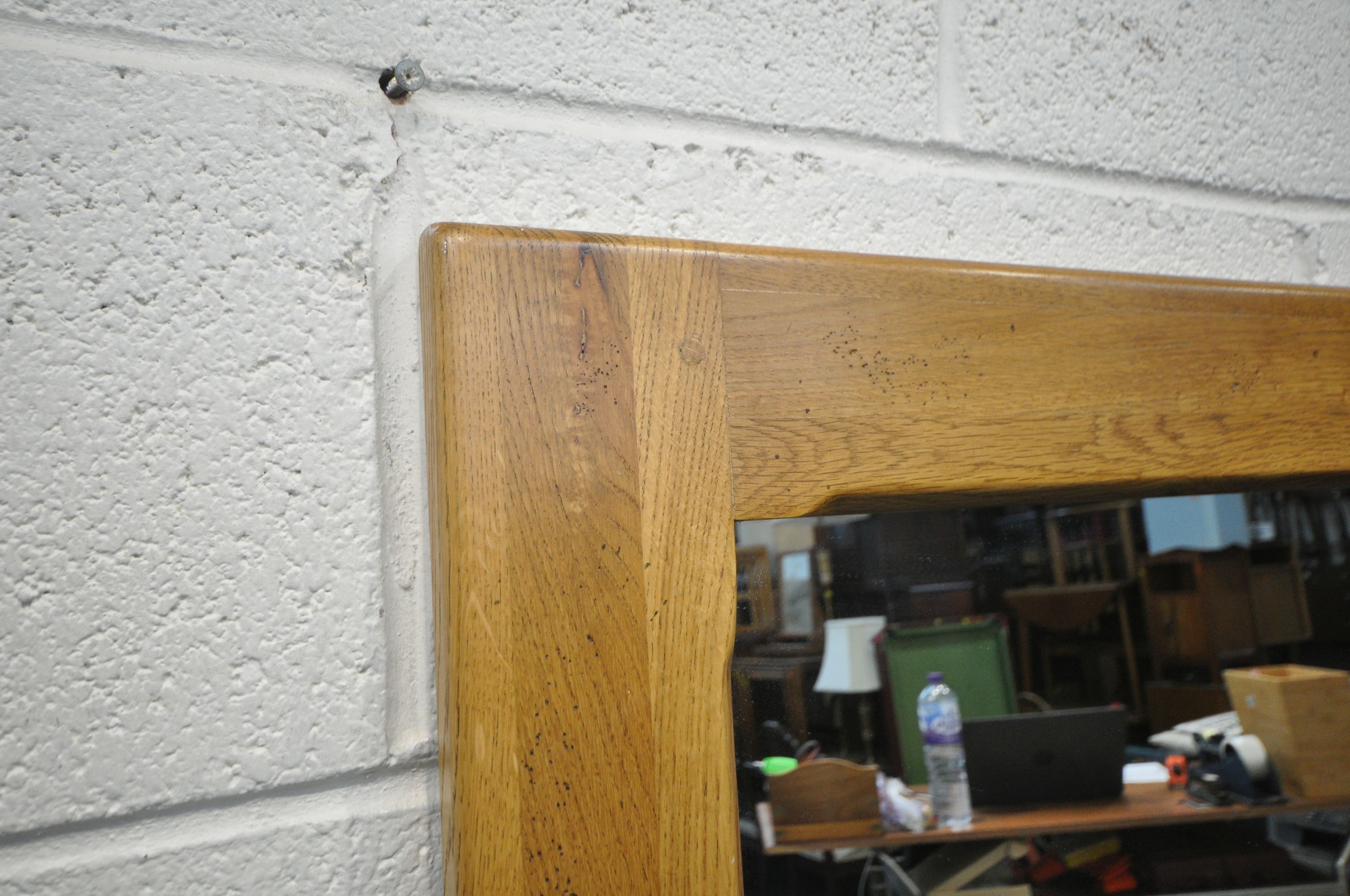 A LARGE SOLID OAK RECTANGULAR MIRROR, 170cm x 100cm (condition report: overall good condition) - Image 2 of 2