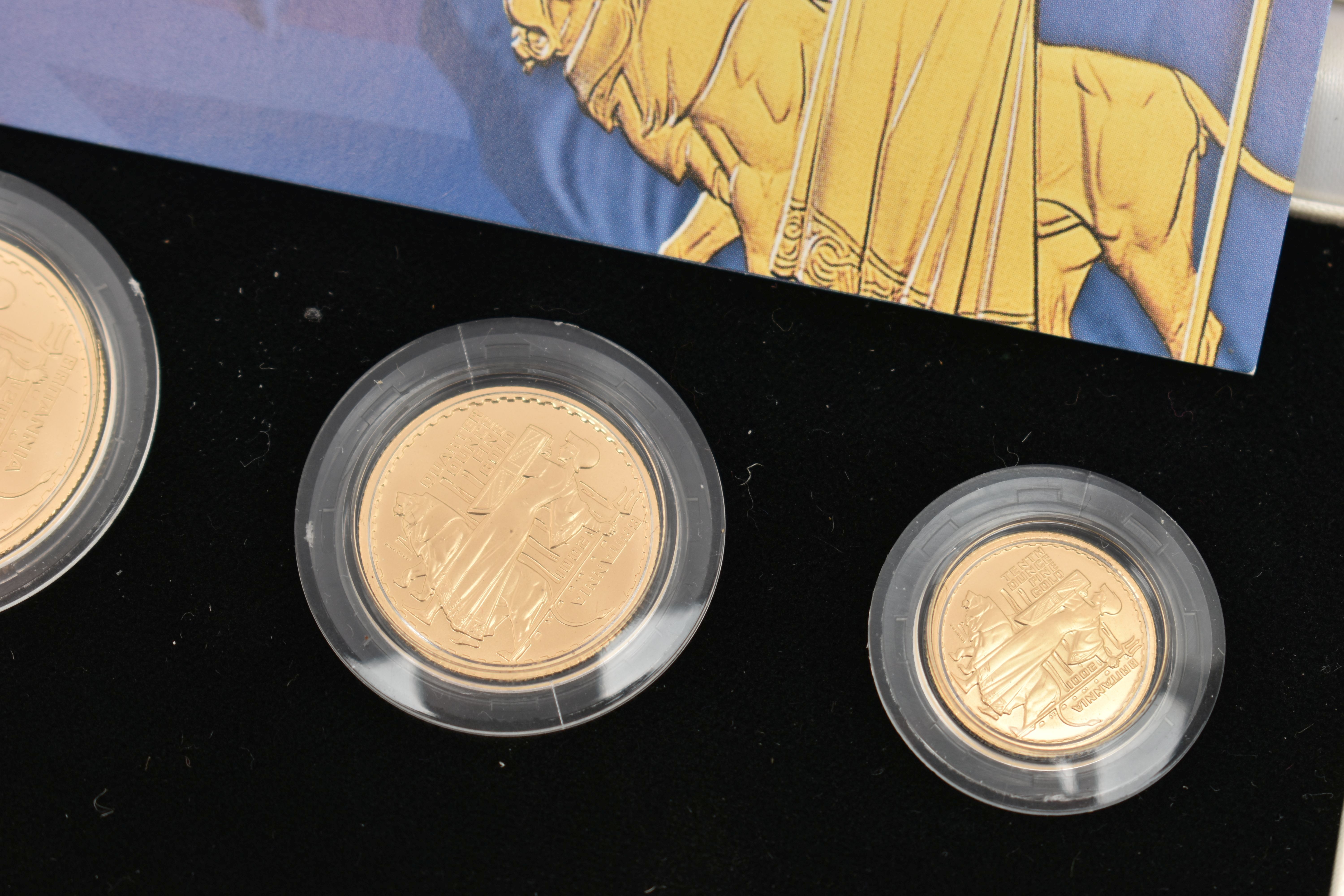 A ROYAL MINT 2001 GOLD PROOF BRITANNIA 4-COIN COLLECTION, One Ounce £100, Half Ounce £50, Quarter - Image 3 of 6