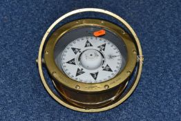 A SHIP'S BRASS COMPASS, made by Henry Brown & Son Ltd for Capt. O.M Watts No. 1872, stamped 'Dead