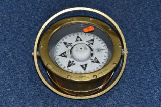 A SHIP'S BRASS COMPASS, made by Henry Brown & Son Ltd for Capt. O.M Watts No. 1872, stamped 'Dead