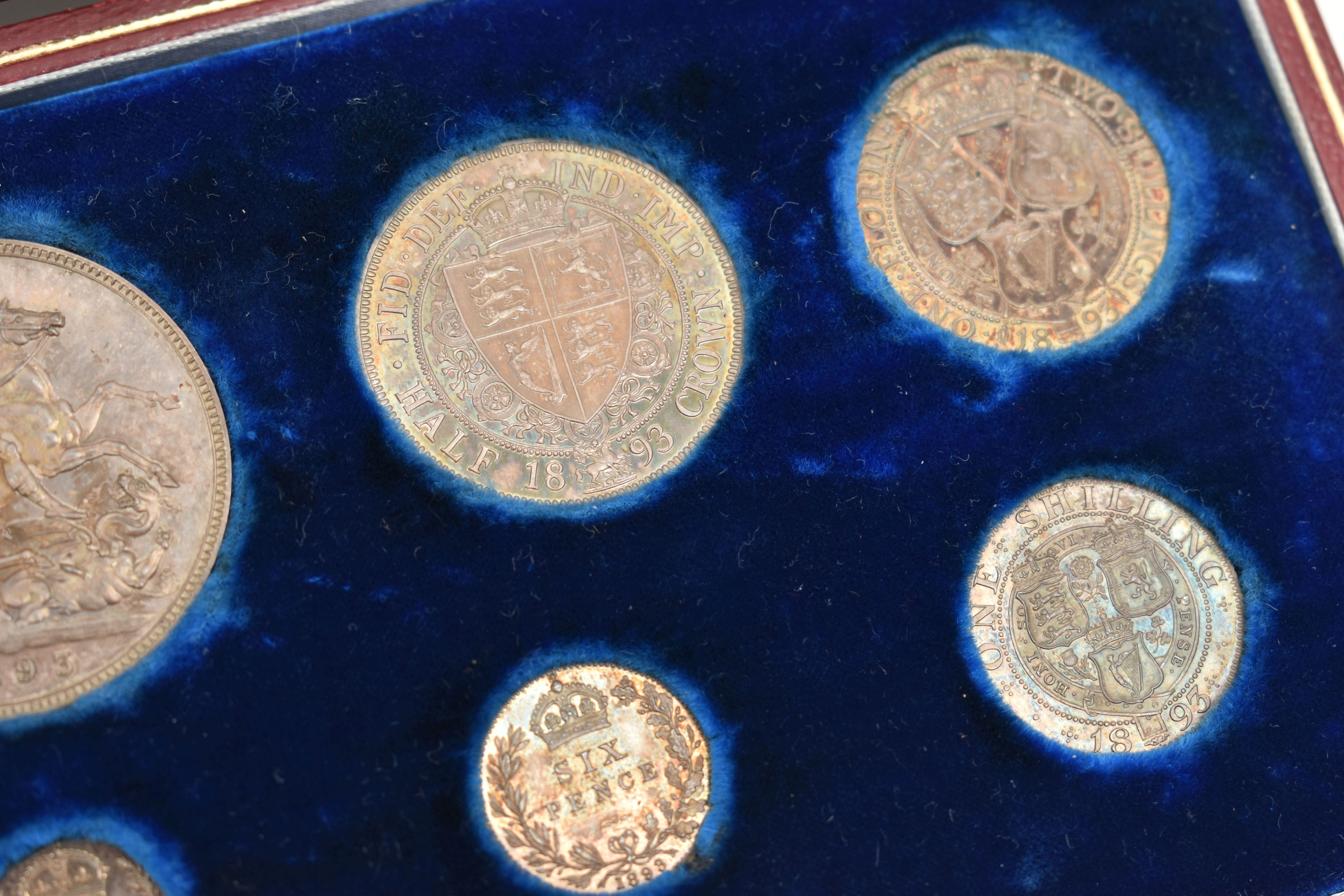 AN ENGLISH CASED 1893 PROOF SET OF COINS, comprising of Crown LV1, Half-crown, Florin, Shilling, - Image 4 of 5
