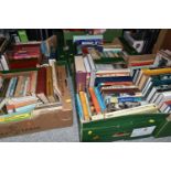 FIVE BOXES OF ASSORTED FICTION AND NON FICTION BOOKS, subjects include antiques and collecting,