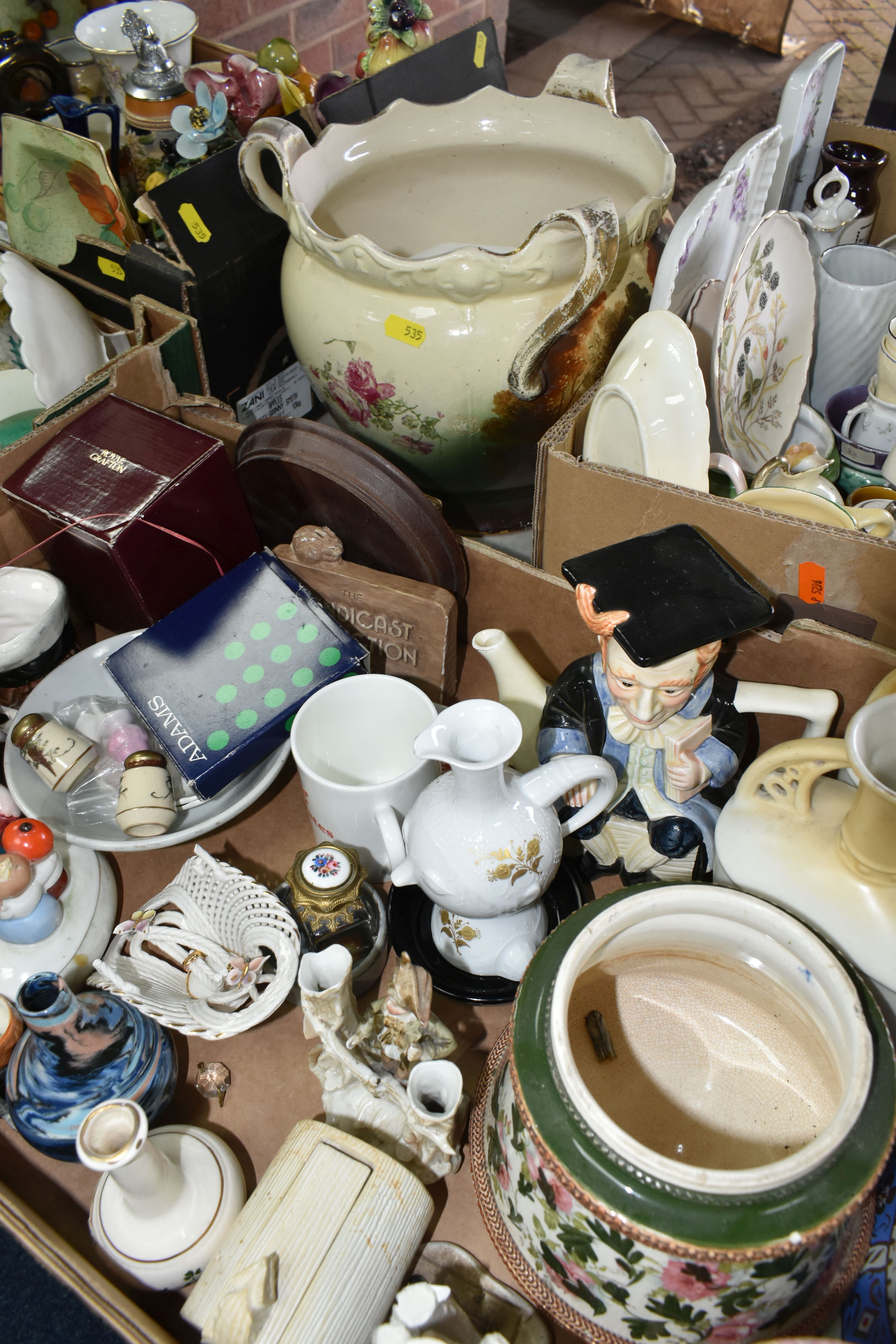 SIX BOXES AND LOOSE CERAMICS, including a Rosenthal Classic Rose face jug, a pair of Japanese - Image 8 of 10