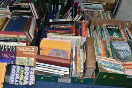 SIX BOXES OF ASSORTED BOOKS, over one hundred books to include a quantity of mid-century Penguin
