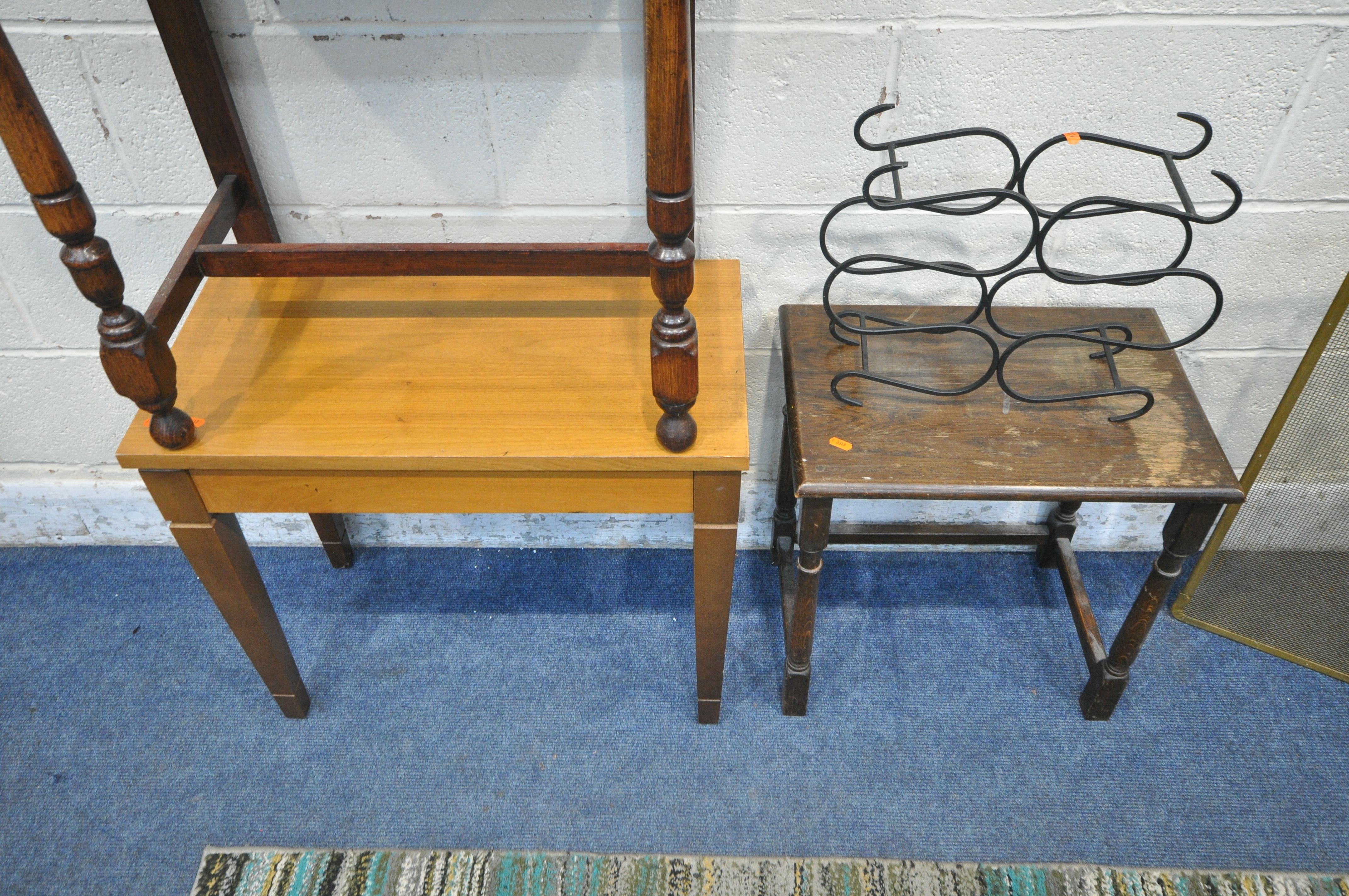 A VARIETY OF OCCASIONAL FURNITURE, to include an oak side table, with a single drawer, on turned - Image 3 of 5