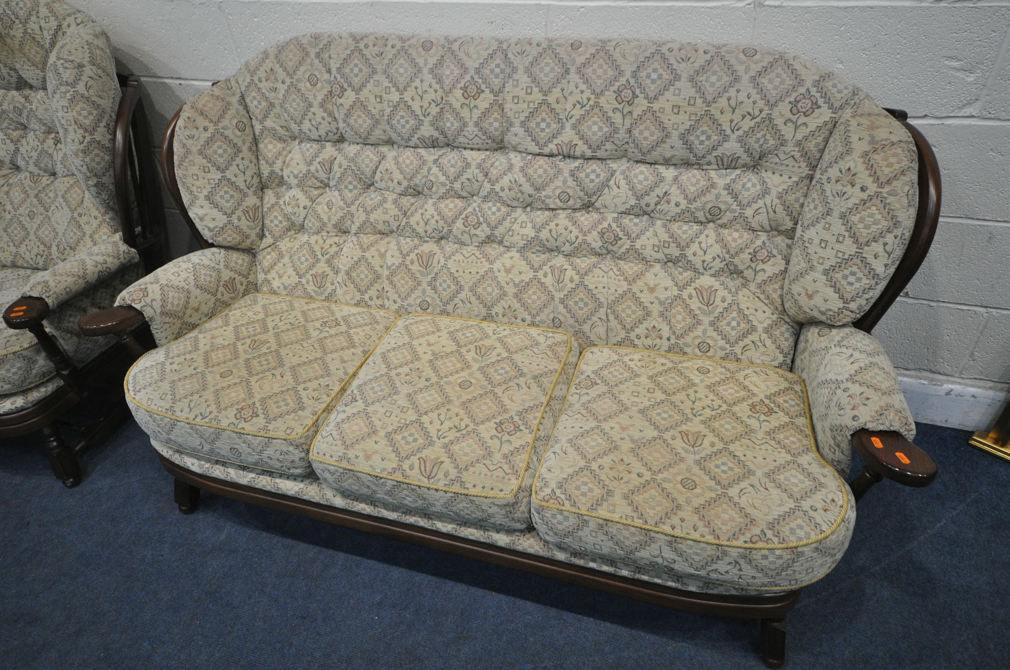 A JOYNSON HOLLAND TWO PIECE LOUNGE SUITE, comprising a three seater sofa, length 176cm x depth - Image 3 of 3