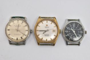 THREE WATCH HEADS, to include a manual wind 'Kienzle' watch, approximate case width 34.3mm, a '