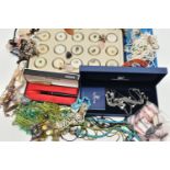 A GEMSTONE SPECIMEN SET AND SEMI-PRECIOUS GEMSTONE JEWELLERY, boxed set of twenty individually