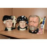 THREE ROYAL DOULTON LIMITED EDITION DOUBLE SIDED CHARACTER JUGS, comprising two from 'The