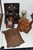 A GROUP OF COLLECTABLES AND BAKELITE, comprising a wooden 'Red Lion Inn' hanging sign, a Bakelite