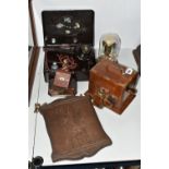 A GROUP OF COLLECTABLES AND BAKELITE, comprising a wooden 'Red Lion Inn' hanging sign, a Bakelite