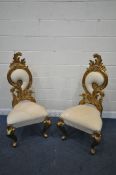 IN THE MANNER OF CHRISTOPHER GUY, A PAIR OF FLAMBOYANT GILT WOOD FRAME HIGH BACK THRONE CHAIRS, with