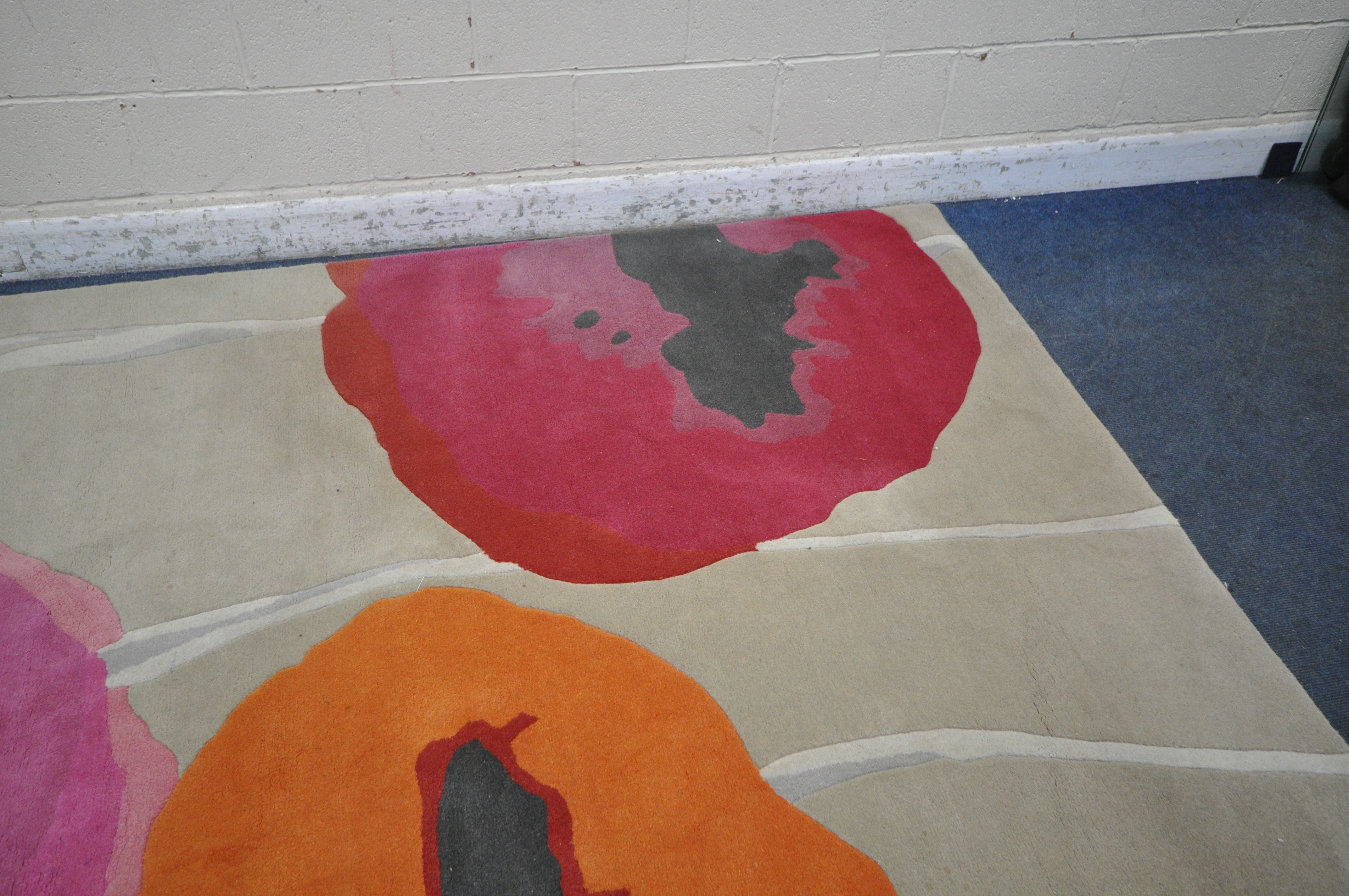 A SANDERSON WOOLEN RUG, with POPPIES-red/orange 45700 design 280cm x 200cm, along with a Made.com - Image 3 of 8