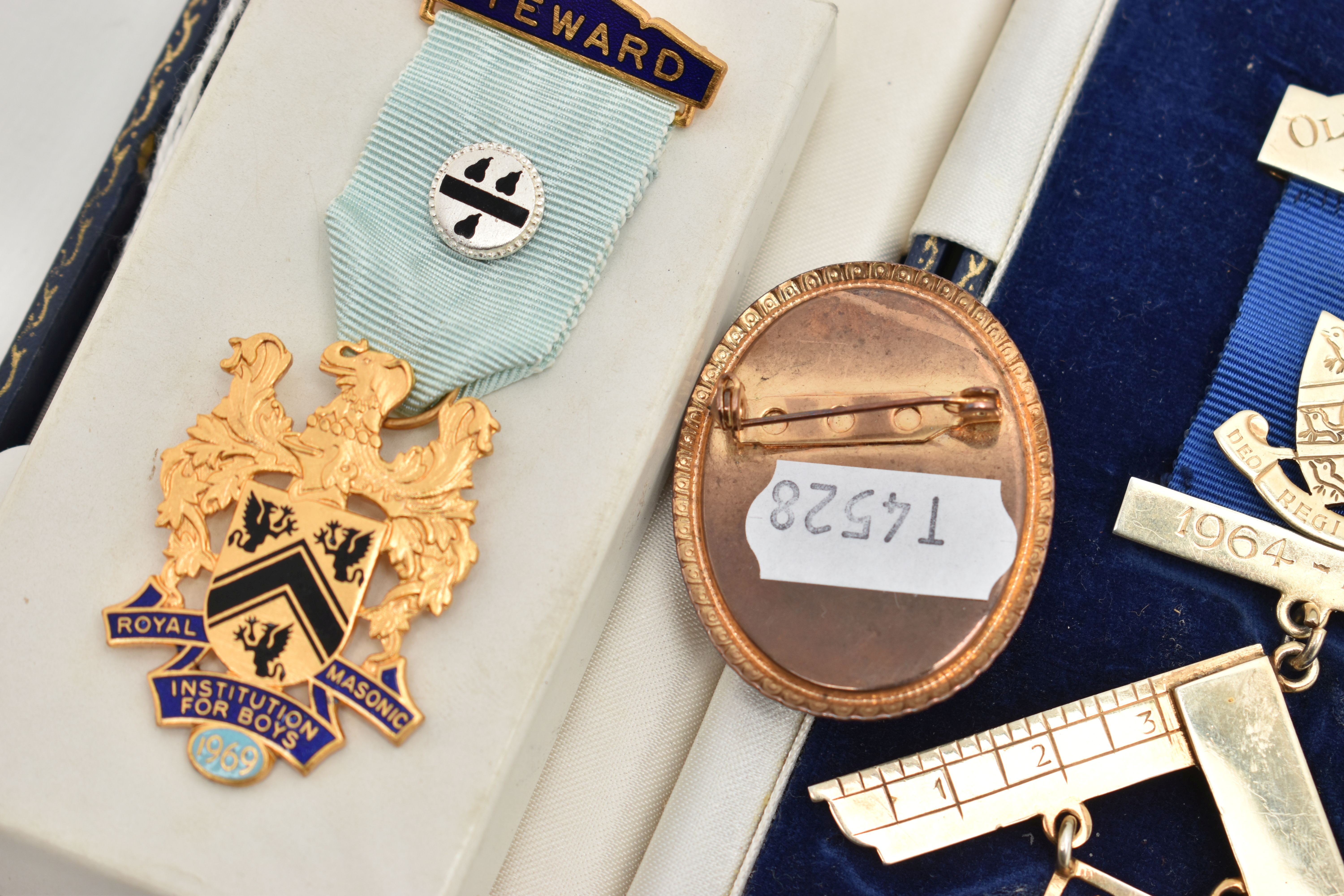 FOUR MASONIC ITEMS, to include a silver Irish Masonic past masters jewel suspended from ribbon, - Image 6 of 6
