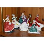 A GROUP OF SEVEN ROYAL DOULTON CHRISTMAS FIGURINES, comprising HN5168 'On The First Day Of