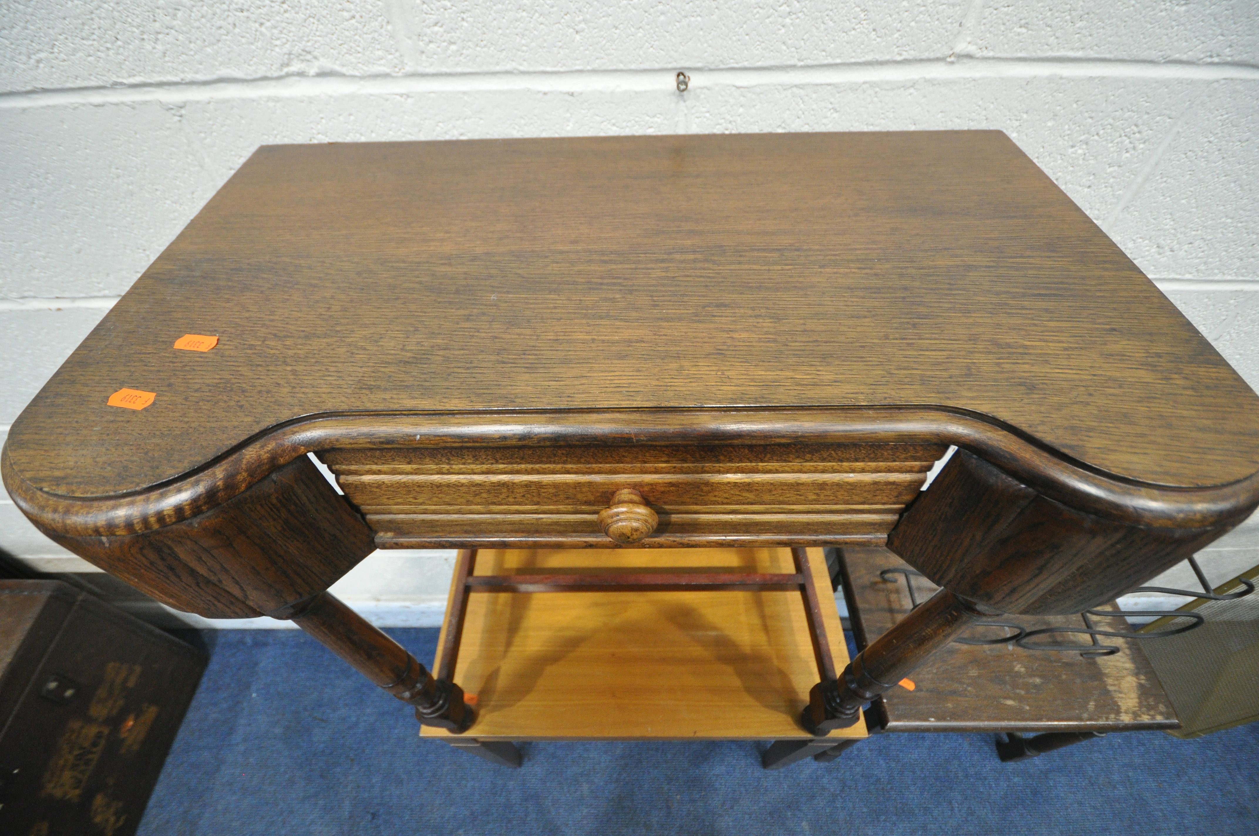 A VARIETY OF OCCASIONAL FURNITURE, to include an oak side table, with a single drawer, on turned - Image 4 of 5