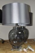 A PAIR OF LARGE CONTEMPORARY GLASS TABLE LAMPS, comprising 'Isla Bubble Glass' bases by R.V Astley