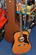 AN EKA ITALIAN ACOUSTIC GUITAR AND CASE, comprising a Model VI six string guitar having mahogany