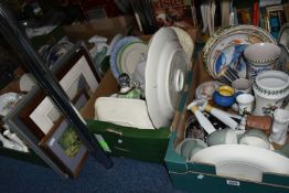 SIX BOXES OF CERAMICS AND GLASSWARE, to include Poole Pottery 'Traditional' pattern giftware, a