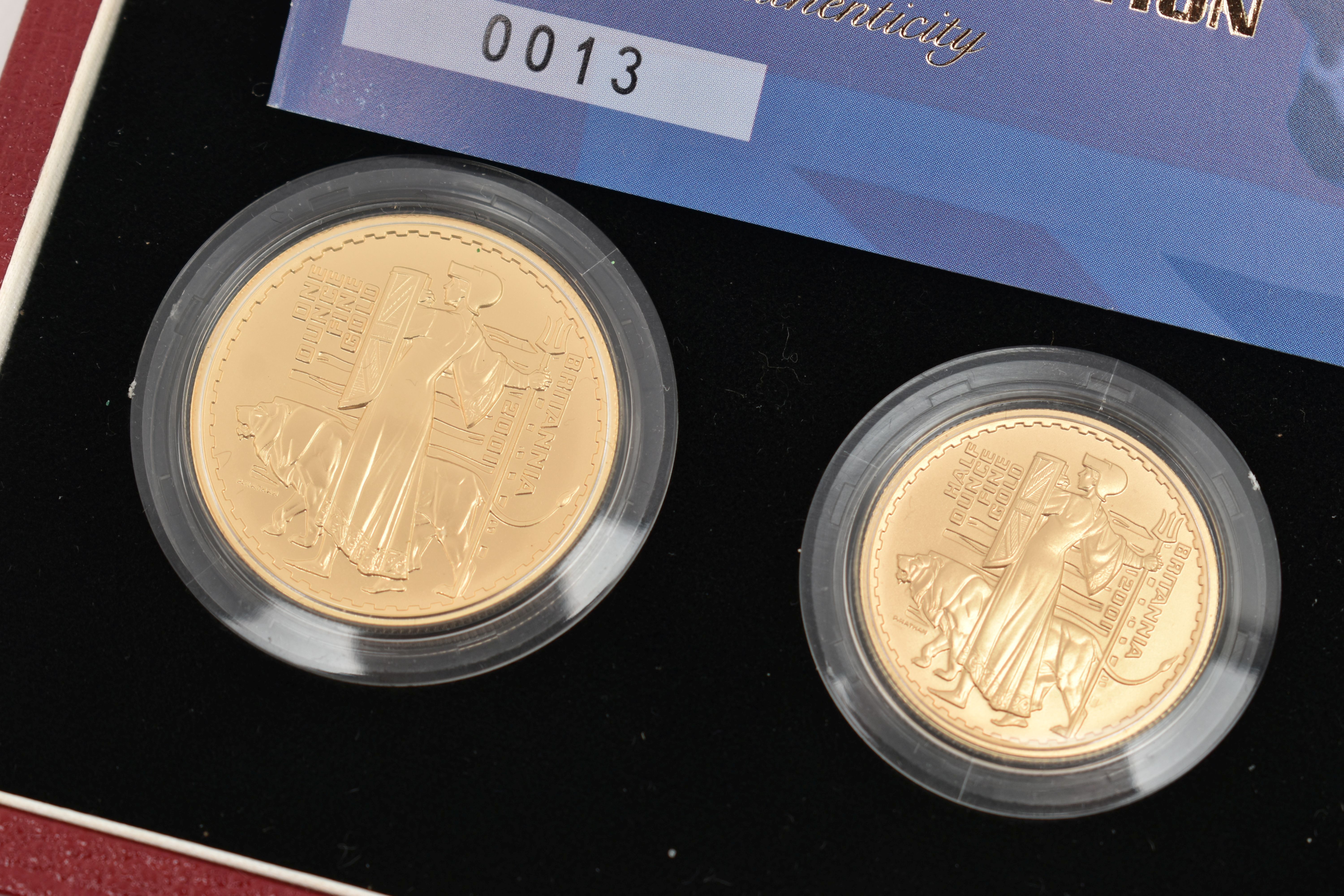 A ROYAL MINT 2001 GOLD PROOF BRITANNIA 4-COIN COLLECTION, One Ounce £100, Half Ounce £50, Quarter - Image 2 of 6