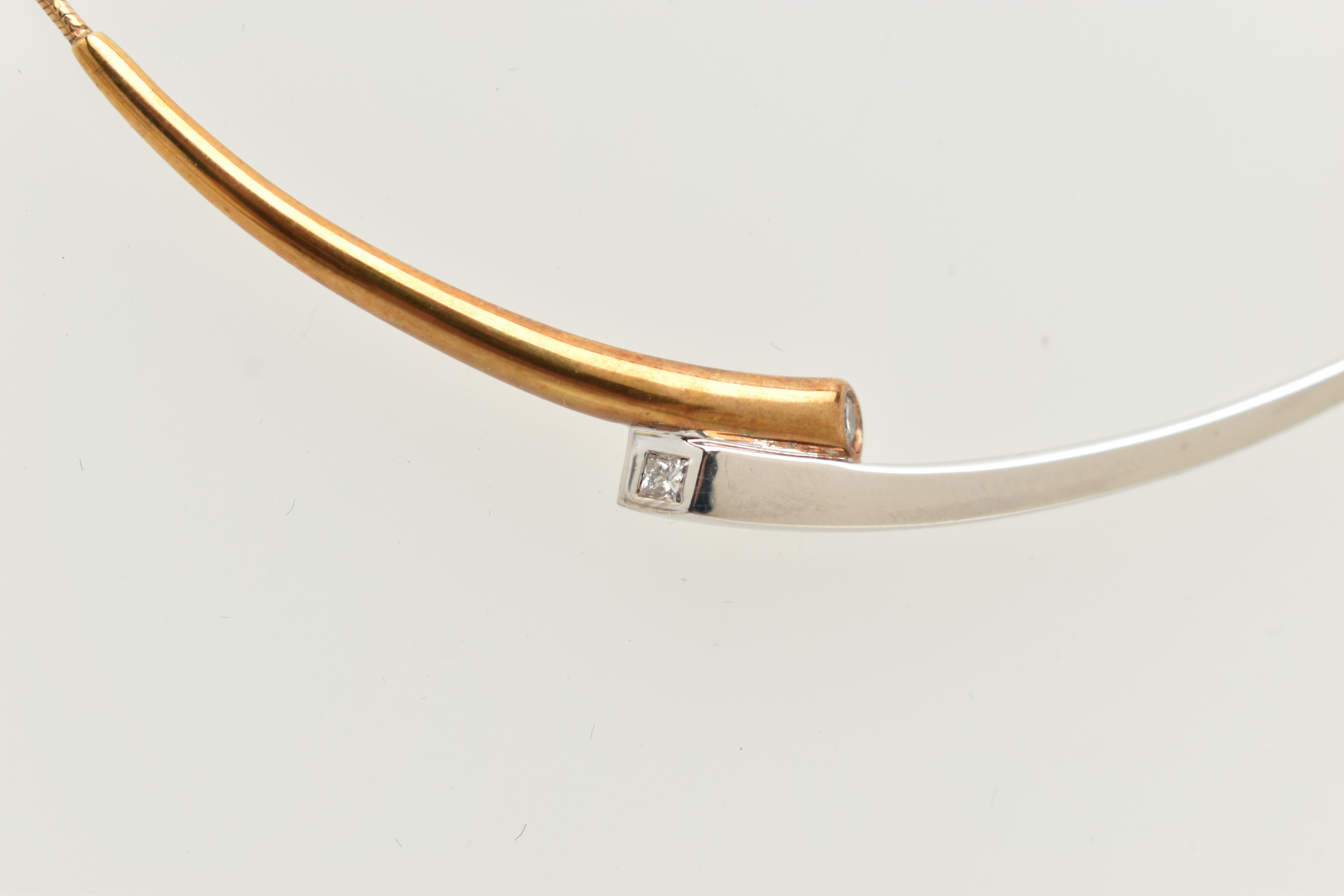 A 9CT GOLD 'ROYAL MINT' 'CONNECTIONS COLLARETTE' NECKLACE, a bicolor bypass style necklace, flush - Image 4 of 8