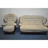 A JOYNSON HOLLAND TWO PIECE LOUNGE SUITE, comprising a three seater sofa, length 176cm x depth