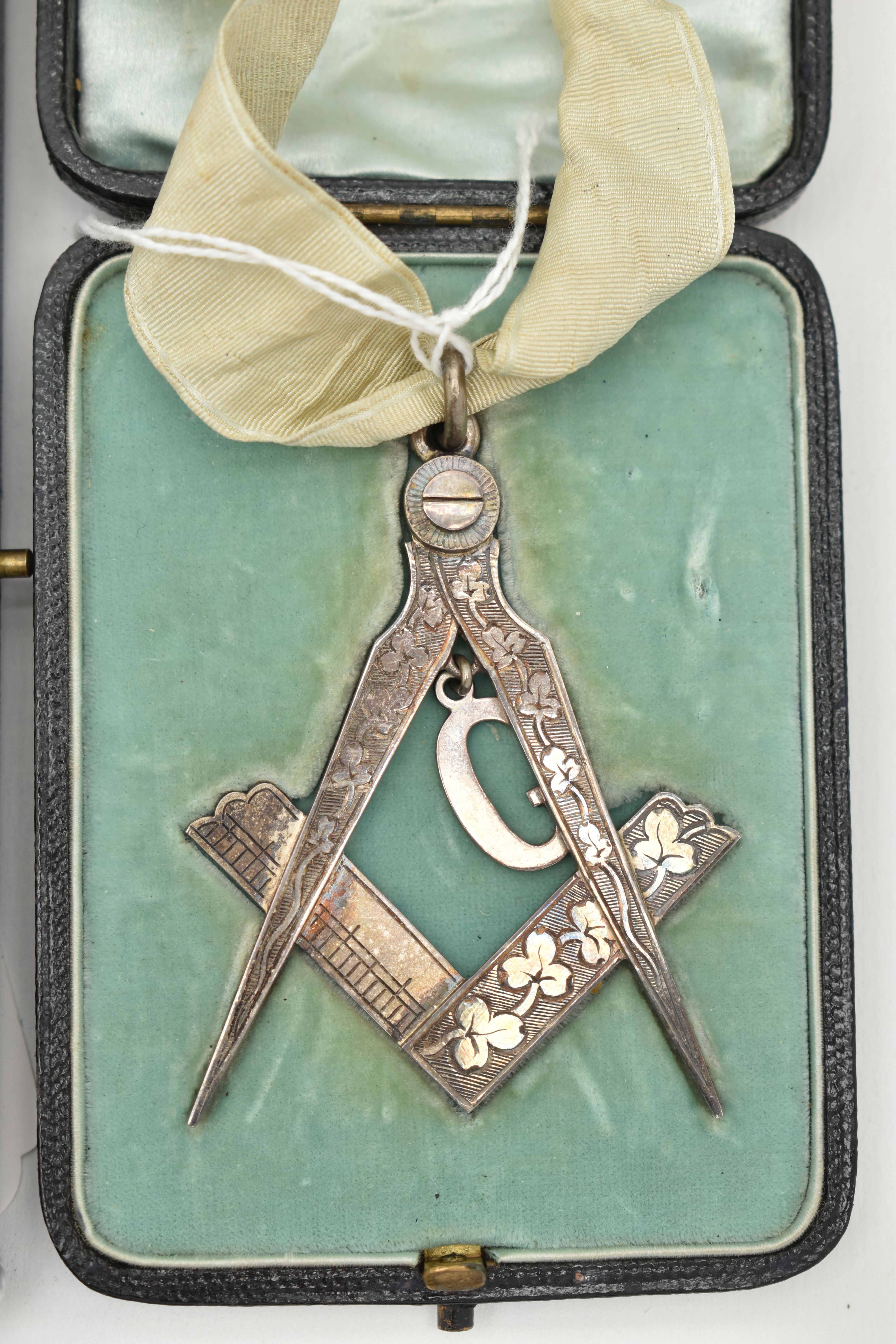 FOUR MASONIC ITEMS, to include a silver Irish Masonic past masters jewel suspended from ribbon, - Image 2 of 6