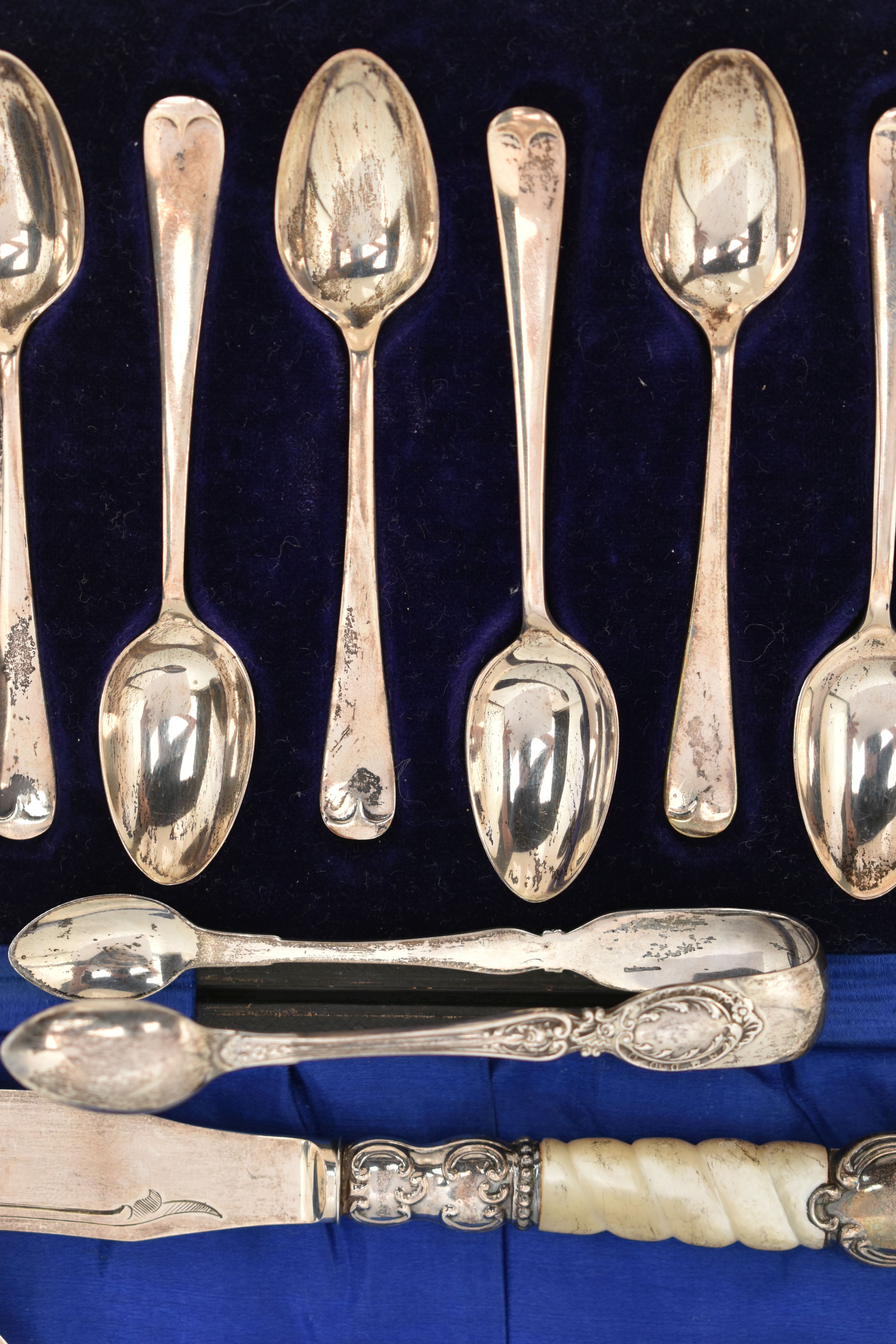 ASSORTED SILVER ITEMS, to include a cased set of six teaspoons, hallmarked Sheffield, a set of six - Image 2 of 6