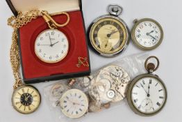 A BAG OF ASSORTED POCKET WATCHES AND WATCH PARTS, to include an 'Ingersoll Ltd London' manual wind