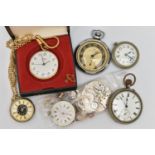 A BAG OF ASSORTED POCKET WATCHES AND WATCH PARTS, to include an 'Ingersoll Ltd London' manual wind