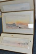 EDWARD MORRIS (BRITISH 1919-1996) FOUR WELSH LANDSCAPE WATERCOLOUR PICTURES, comprising 'End of