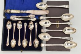 ASSORTED SILVER ITEMS, to include a cased set of six teaspoons, hallmarked Sheffield, a set of six