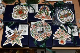 SIX BOXED ROYAL CROWN DERBY CHRISTMAS TREE DECORATIONS, comprising 1994 star, 1995 tree, 1996