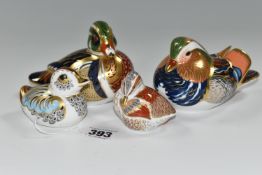 FOUR ROYAL CROWN DERBY DUCK / DUCKLING PAPERWEIGHTS, comprising 'Caroline Duck', second, silver