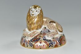 A ROYAL CROWN DERBY IMARI 'LION' PAPERWEIGHT, second quality, silver stopper, introduced 1996- 2000,