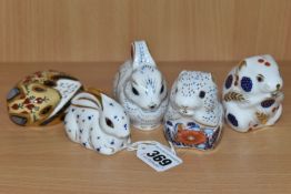 A GROUP OF FIVE ROYAL CROWN DERBY IMARI PAPERWEIGHTS, comprising a Collectors Guild exclusive 'Poppy