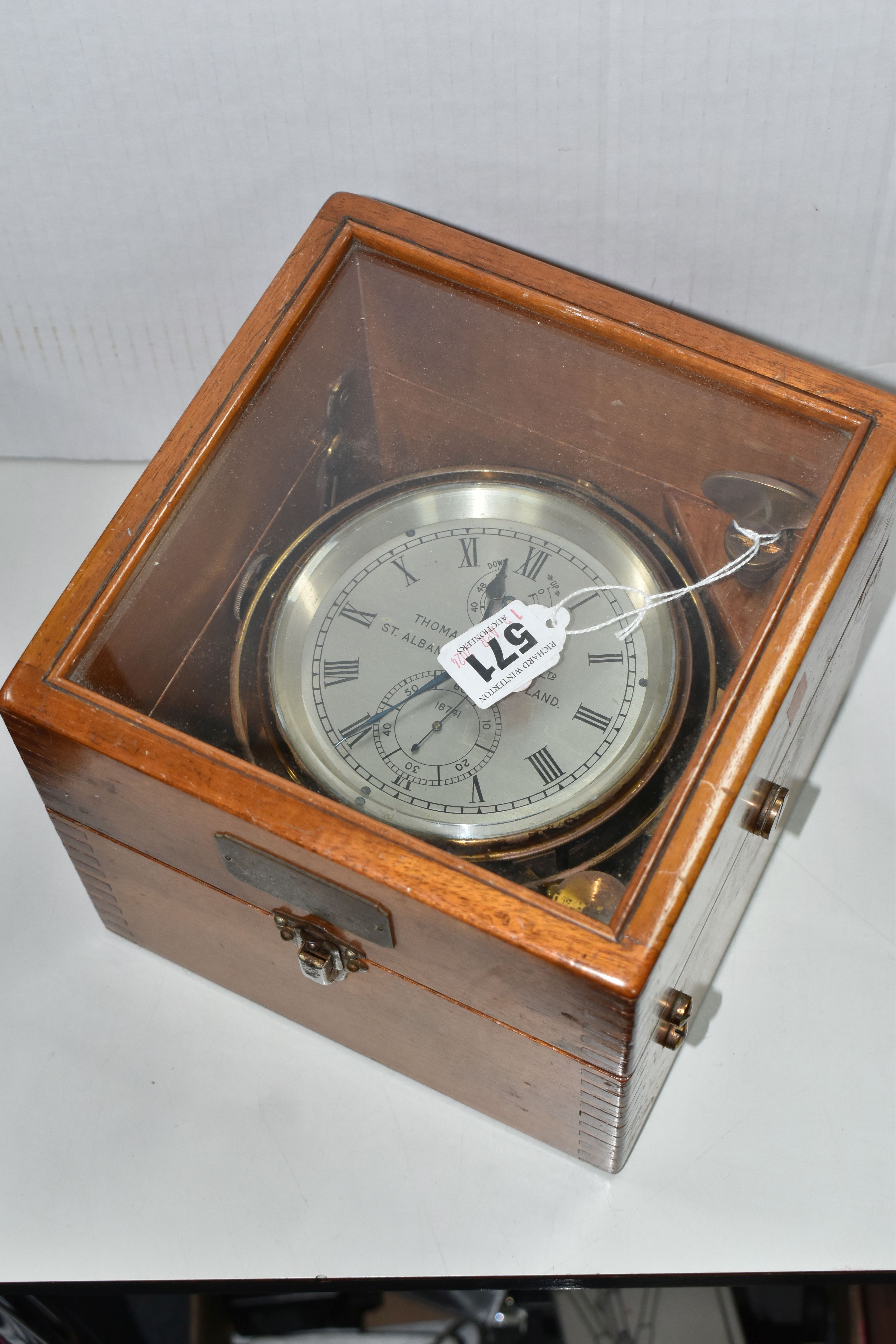 A MID 20TH CENTURY WALNUT CASED MARINE CHRONOMETER BY THOMAS MERCER LTD, SUPPLIED BY JOHN LILLIE &