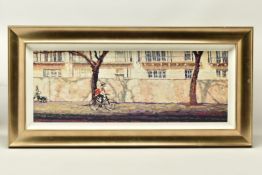 ROLF HARRIS (AUSTRALIAN 1930 - 2023), 'Cyclist, Bayswater Road', a study of a London street, a