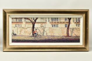 ROLF HARRIS (AUSTRALIAN 1930 - 2023), 'Cyclist, Bayswater Road', a study of a London street, a