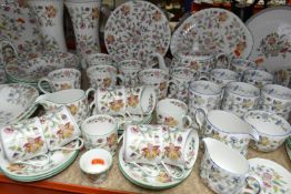 EIGHTY SEVEN PIECES OF MINTON HADDON HALL DINNER, TEA AND GIFT WARES, comprising two large vases,