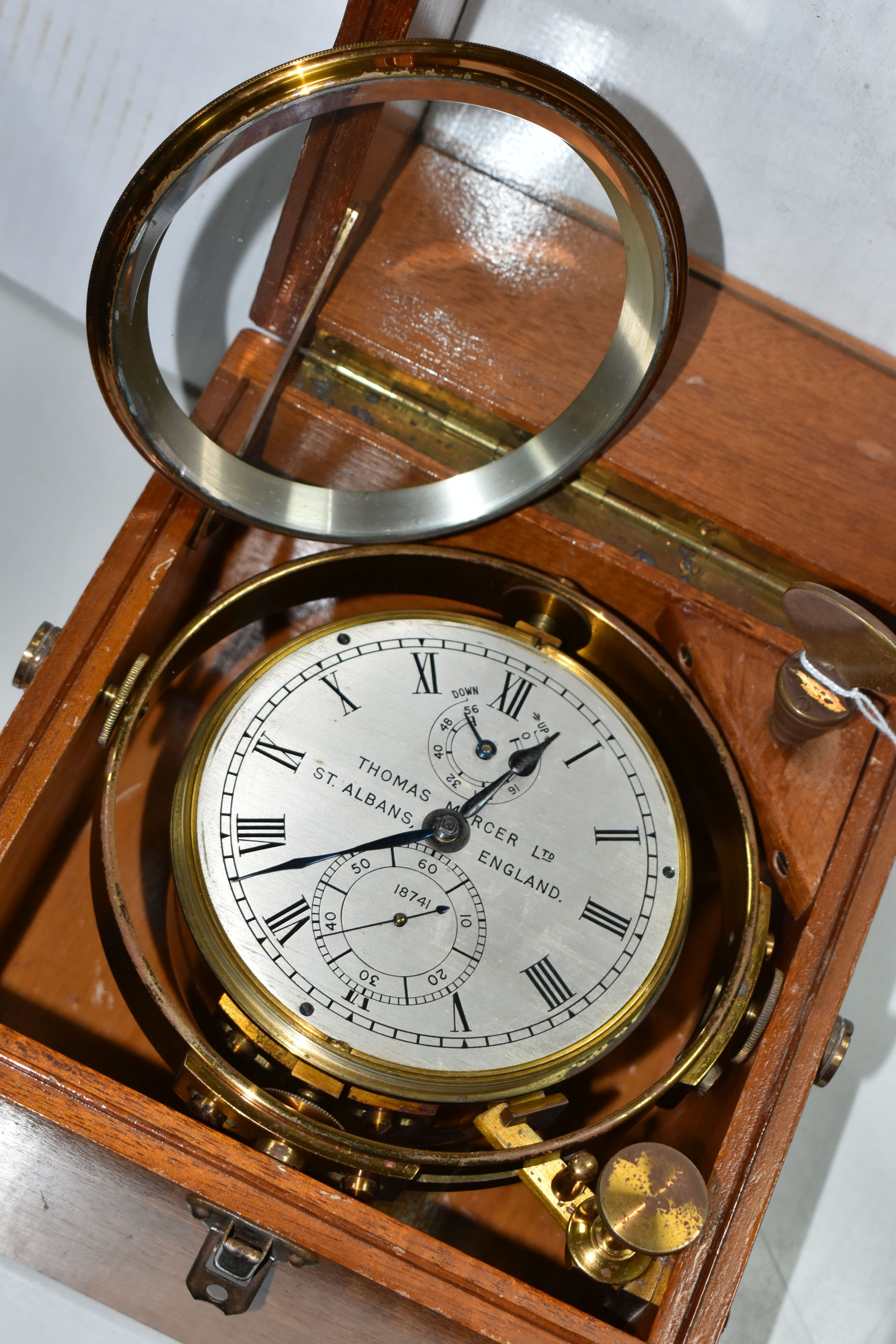 A MID 20TH CENTURY WALNUT CASED MARINE CHRONOMETER BY THOMAS MERCER LTD, SUPPLIED BY JOHN LILLIE & - Image 17 of 24