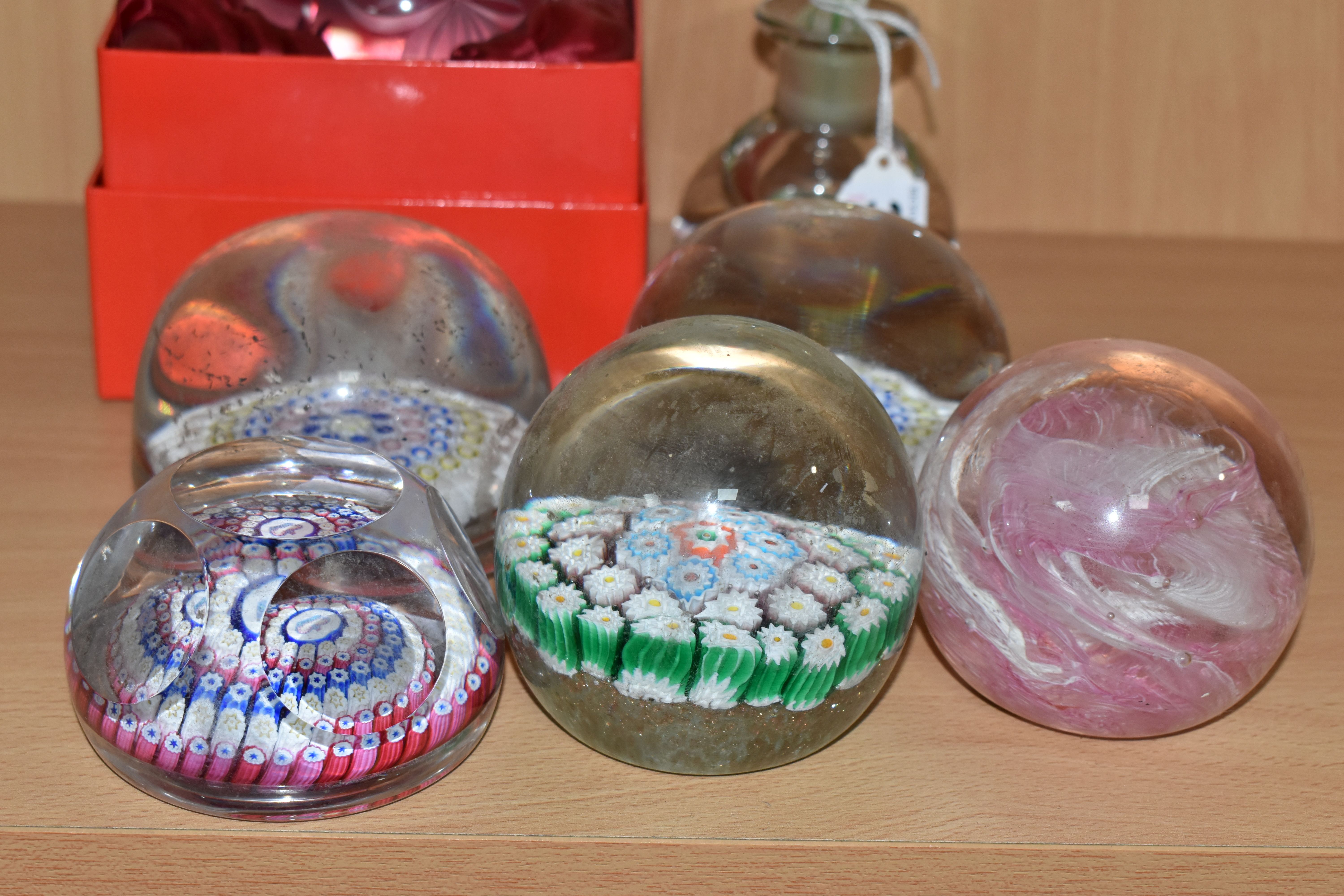 A COLLECTION OF GLASS PAPERWEIGHTS, comprising a Whitefriars Millefiori commemorative Silver - Image 2 of 7