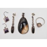 A SELECTION OF BLUE JOHN JEWELLERY, to include a pair of 'C W Sellors' silver drop earrings,