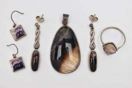 A SELECTION OF BLUE JOHN JEWELLERY, to include a pair of 'C W Sellors' silver drop earrings,
