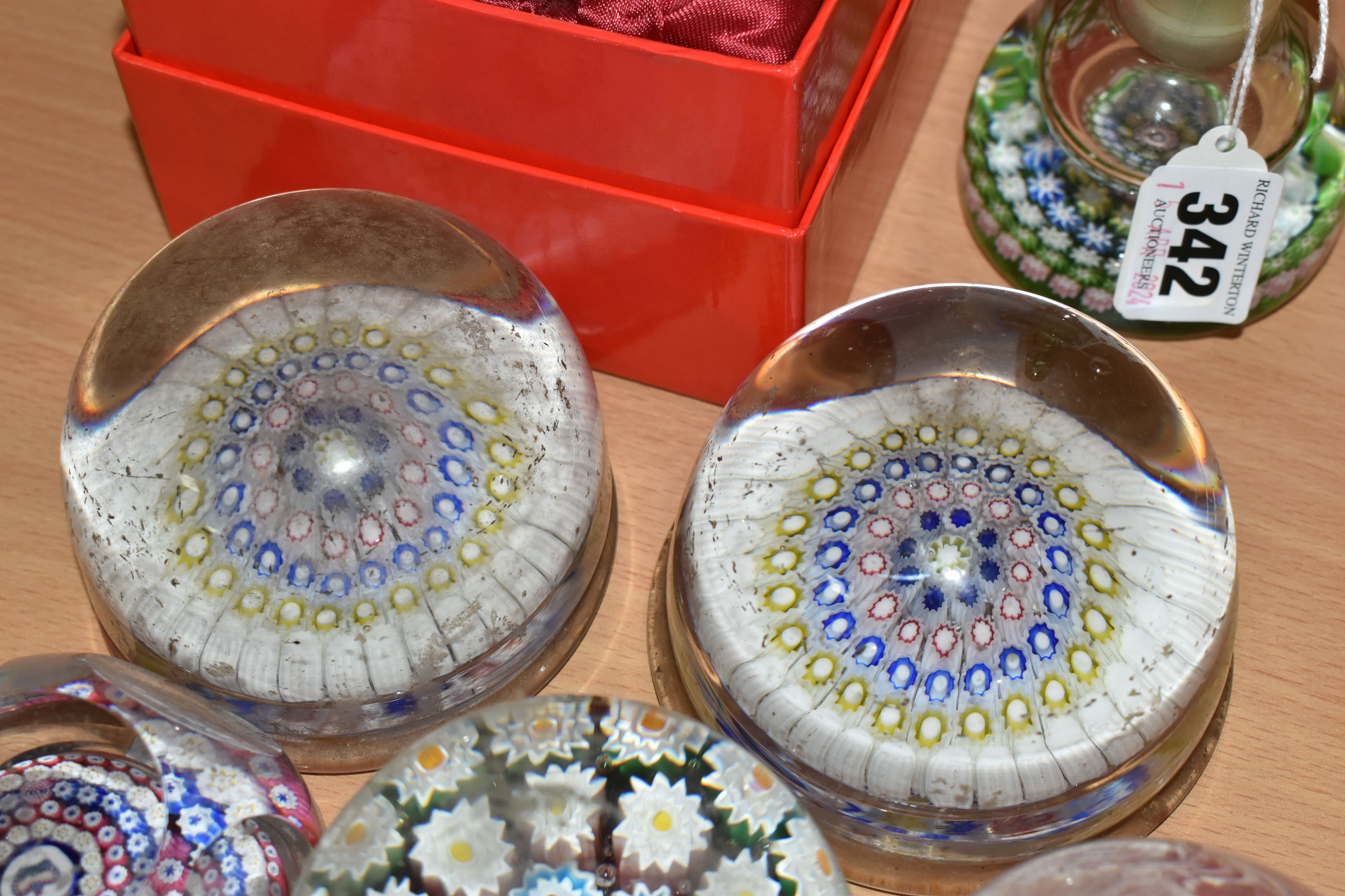 A COLLECTION OF GLASS PAPERWEIGHTS, comprising a Whitefriars Millefiori commemorative Silver - Image 4 of 7