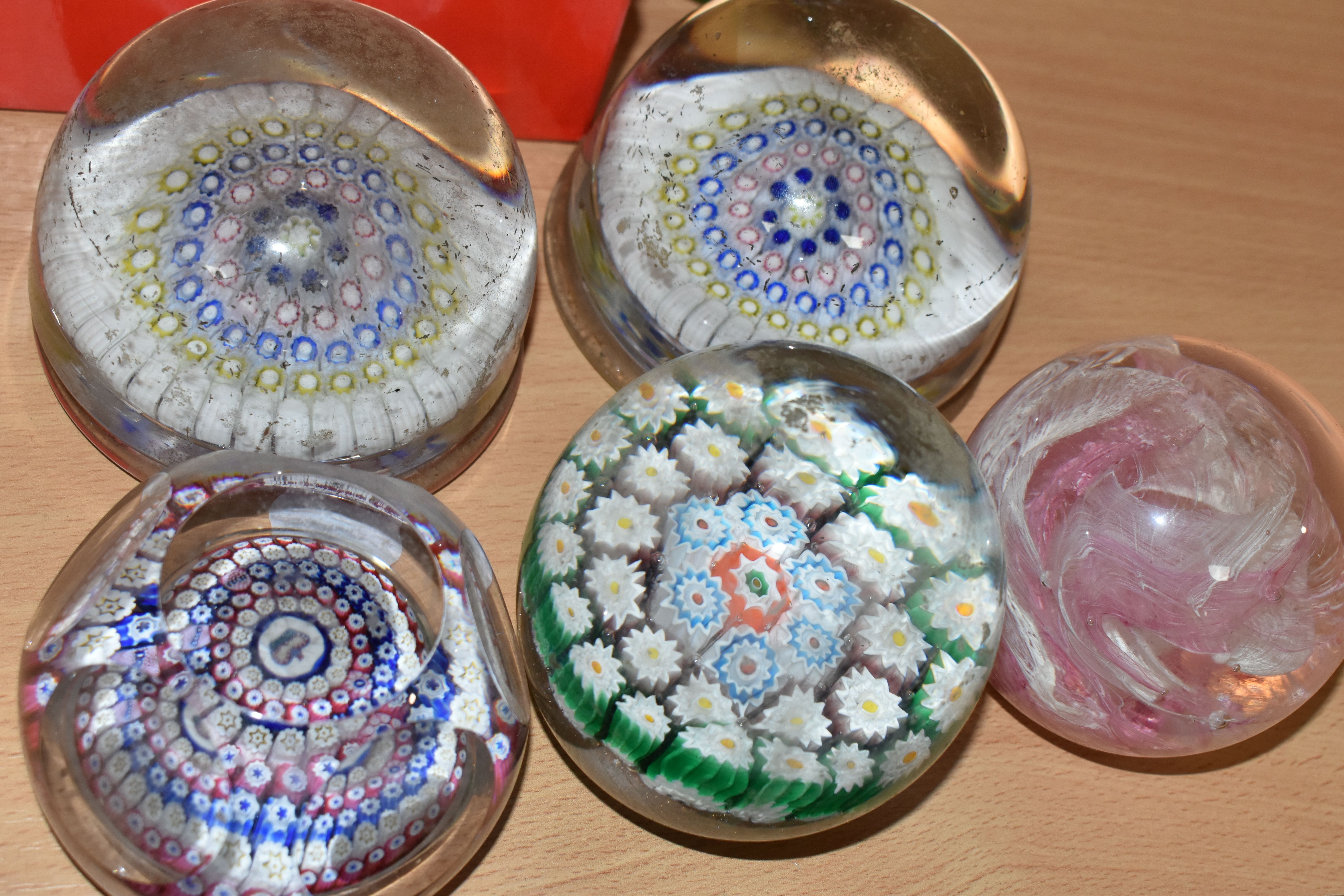 A COLLECTION OF GLASS PAPERWEIGHTS, comprising a Whitefriars Millefiori commemorative Silver - Image 3 of 7