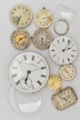 A SMALL QUANTITY OF WATCH MOVEMENTS, to include seven wristwatch movements names to include 'Record,